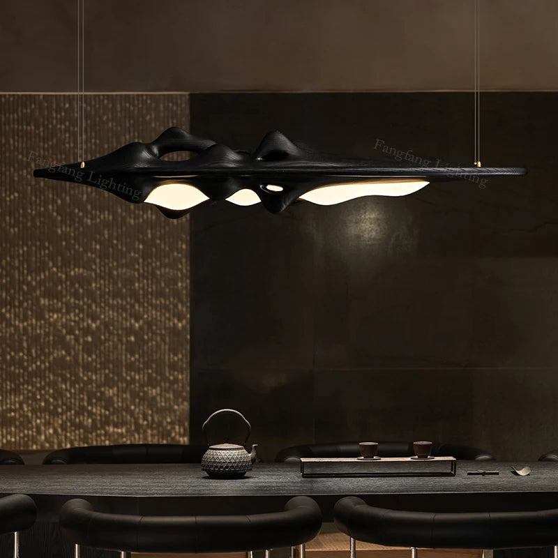 Luxury Solid Wood LED Pendant Lights | Remote Control & Dimmable Hanging Lamp for Kitchen, Dining & Living Room