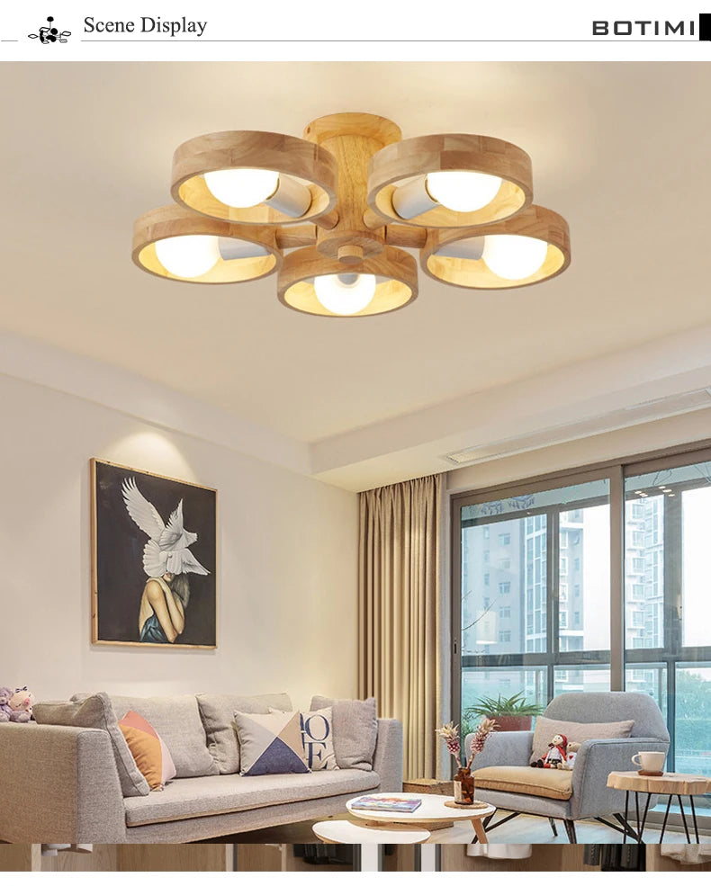 BOTIMI Solid Wood Chandelier for Living Rooms and Bedrooms!