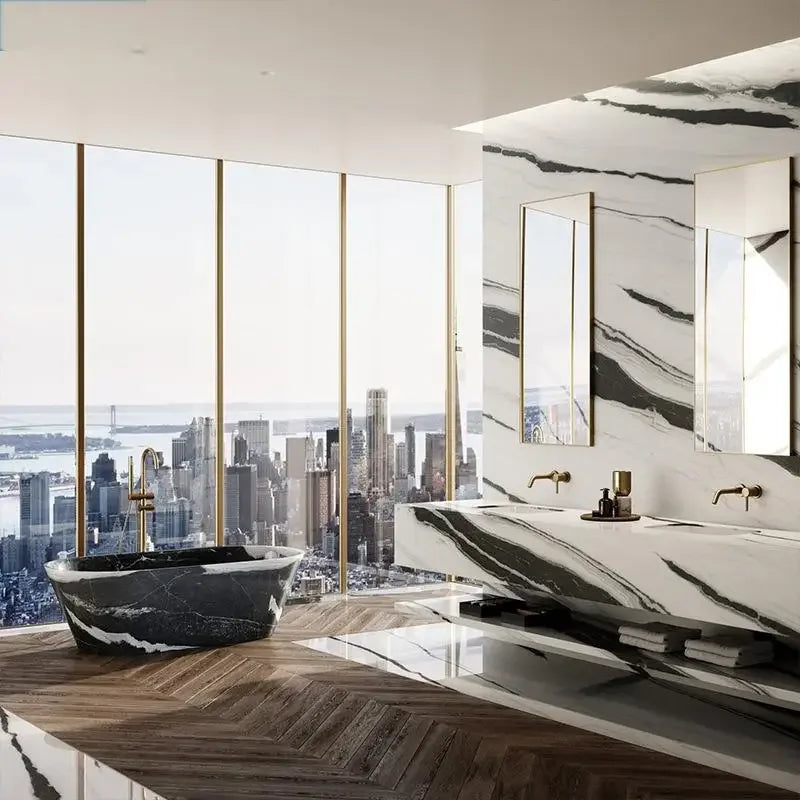 Customizable Natural Marble Bathtub Handcrafted Natural Stone Soaking Tub for Villas & Hotels