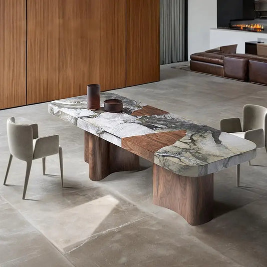 Luxury Natural Stone Dining Table With Italian Minimalist Design