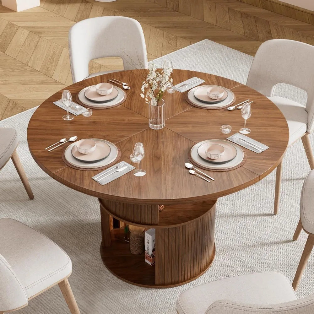 Wooden Dining Table with 2 Shelves Perfect for Kitchen or Dining Room