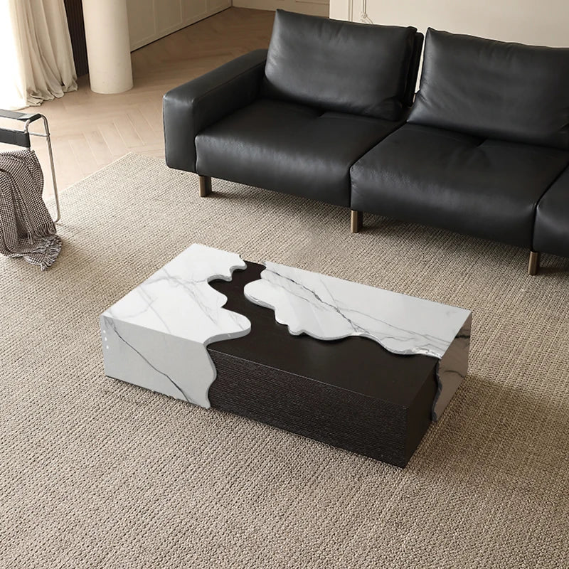 Italian Marble Coffee Table With Rectangle Art Furniture for Living Room