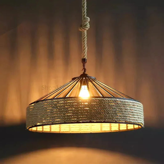 Vintage Handwoven Twine Chandelier for Dining, Living & More