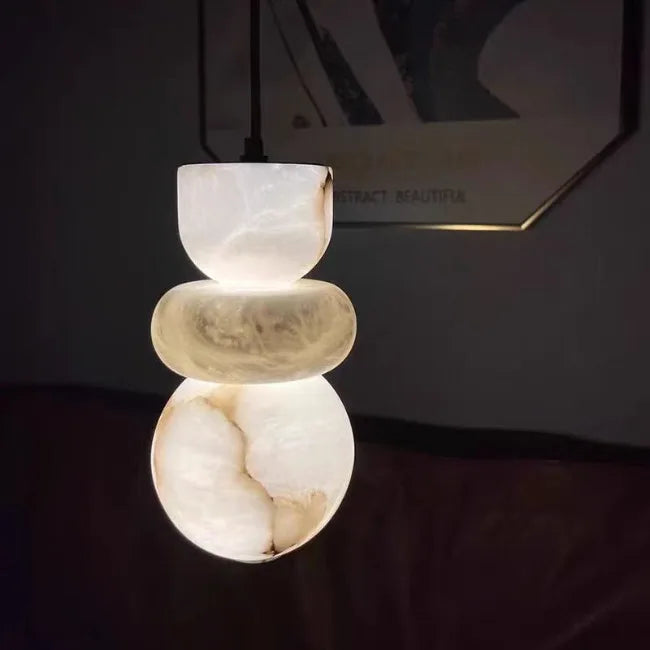 Modern Art Spanish Marble Pendant Light Minimalist Alabaster Chandelier for Luxury Villas & Kitchens