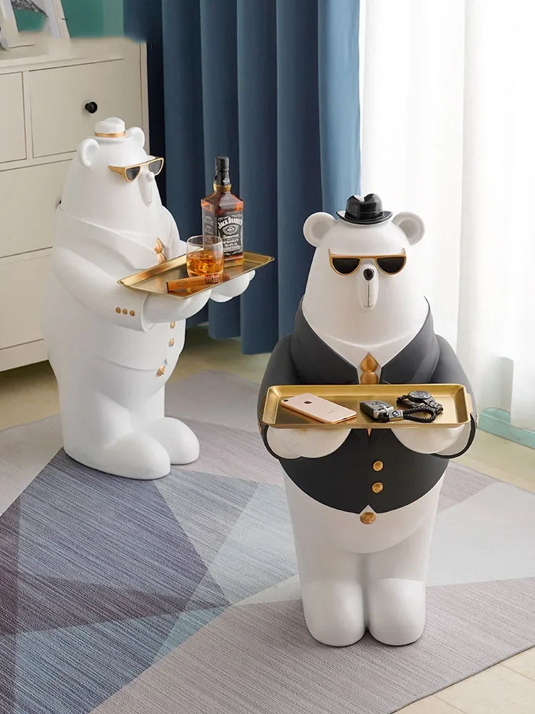 Large Resin Polar Bear Sculpture – Nordic Home Decoration & New Year Gift Idea