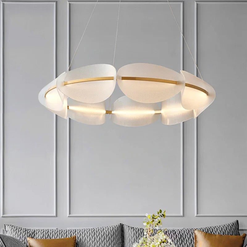 Modern Acrylic Leaf LED Chandelier For Living & Dining Rooms