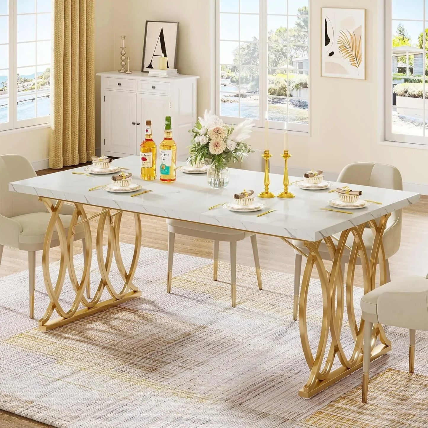 Perfect Family Dining! 63” Large Modern Kitchen Table | Seats 4–6 Comfortably