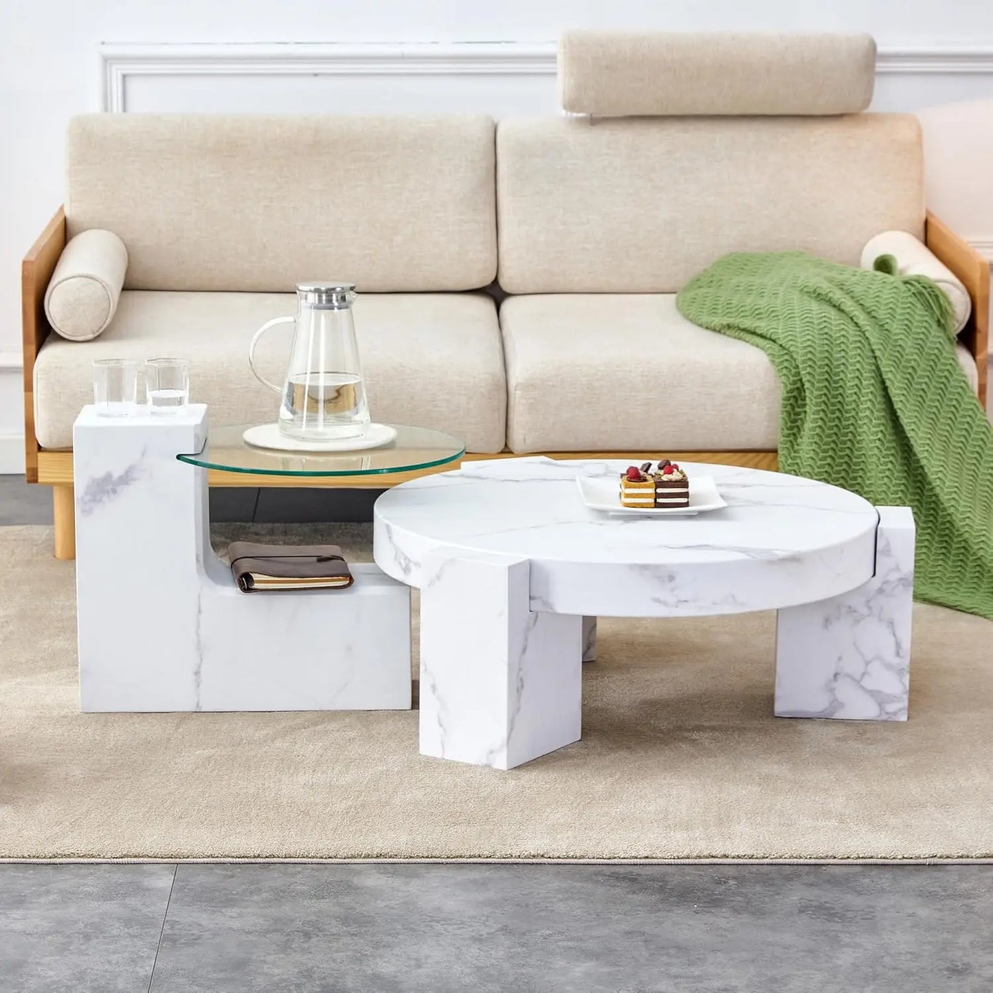 Modern Round Nesting Tables with Sleek MDF Tops for Living Room & Offices