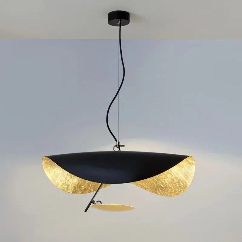 Modern Curved Chandelier French Hat Art Design LED Pendant Light for Living Rooms & Restaurants