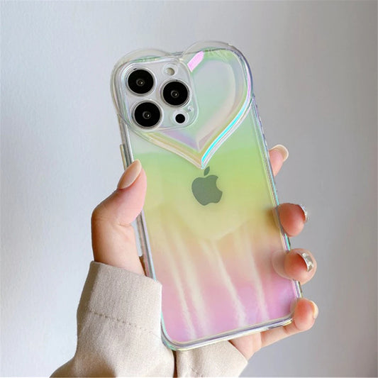 Love Heart Clear Phone Case iPhone 13, 12, 11, 14 Pro Max & More - Soft 3D Silicone Elegance