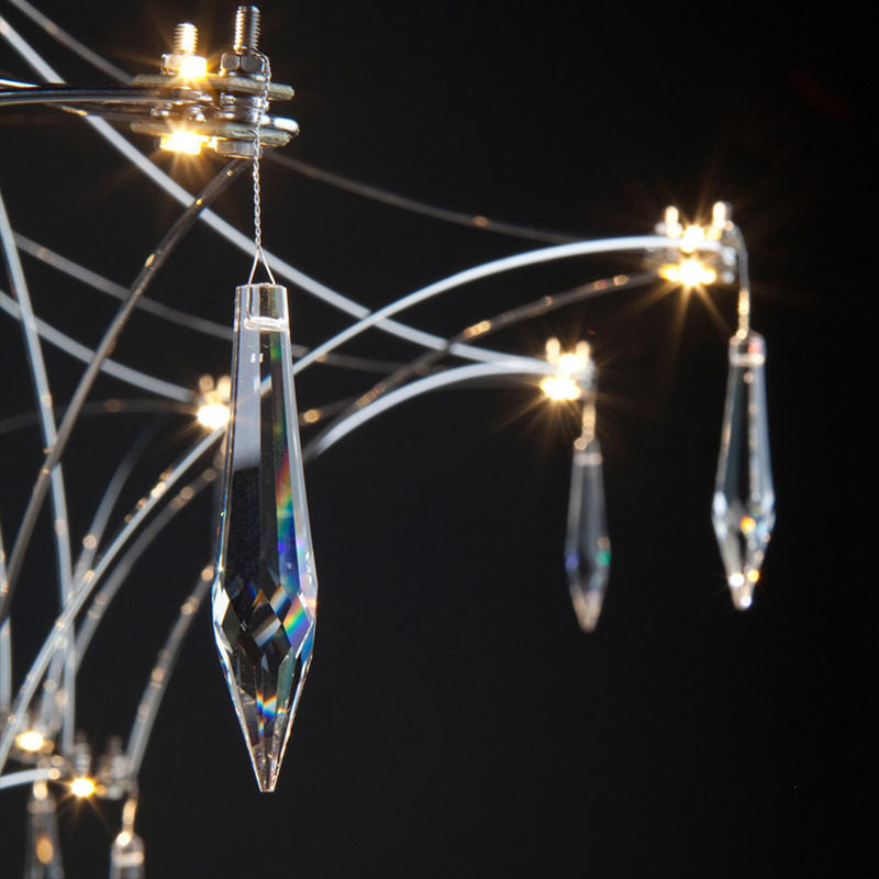 LED Crystal Chandelier: Modern Hanging Light for Living, Dining, and Bedroom Spaces