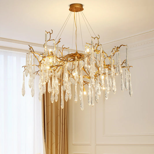Luxury Round Hanging Waterfall Crystal Pendant