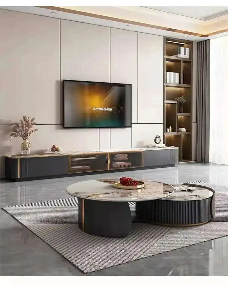 Trendy European Marble Coffee Table – Unique Luxury Round Table for Home Décor