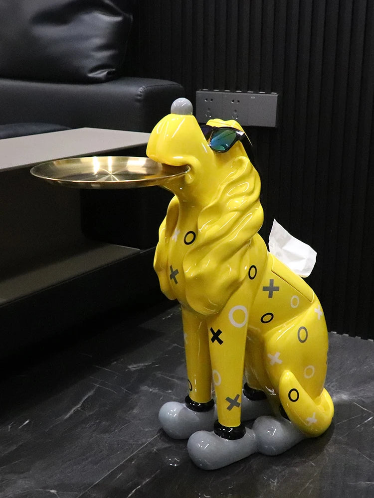 Stylish 70cm Large Dog Floor-Standing Tray Ornaments - Tissue Box & Sofa Side Home Accessories - Perfect Housewarming Gift!