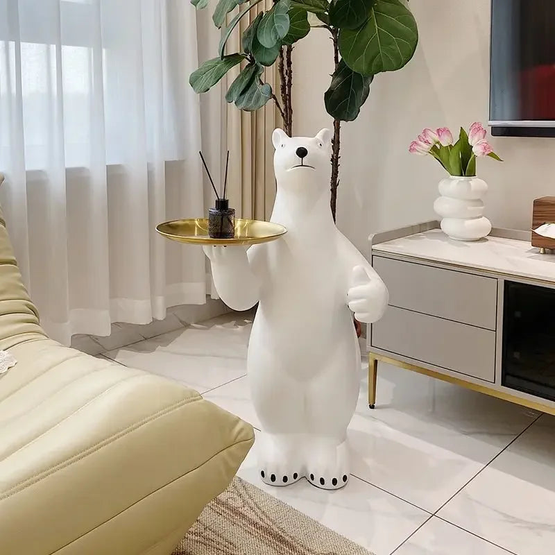 Luxury Polar Bear Side Table – 83cm Oversize Tray Table for Living Room & Home Decoration