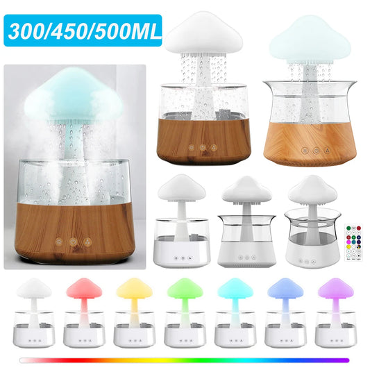 Tranquil Mushroom Air Humidifier & Aromatherapy Lamp – Calming Rain Cloud Diffuser with Soothing Water Sounds & Night Light!
