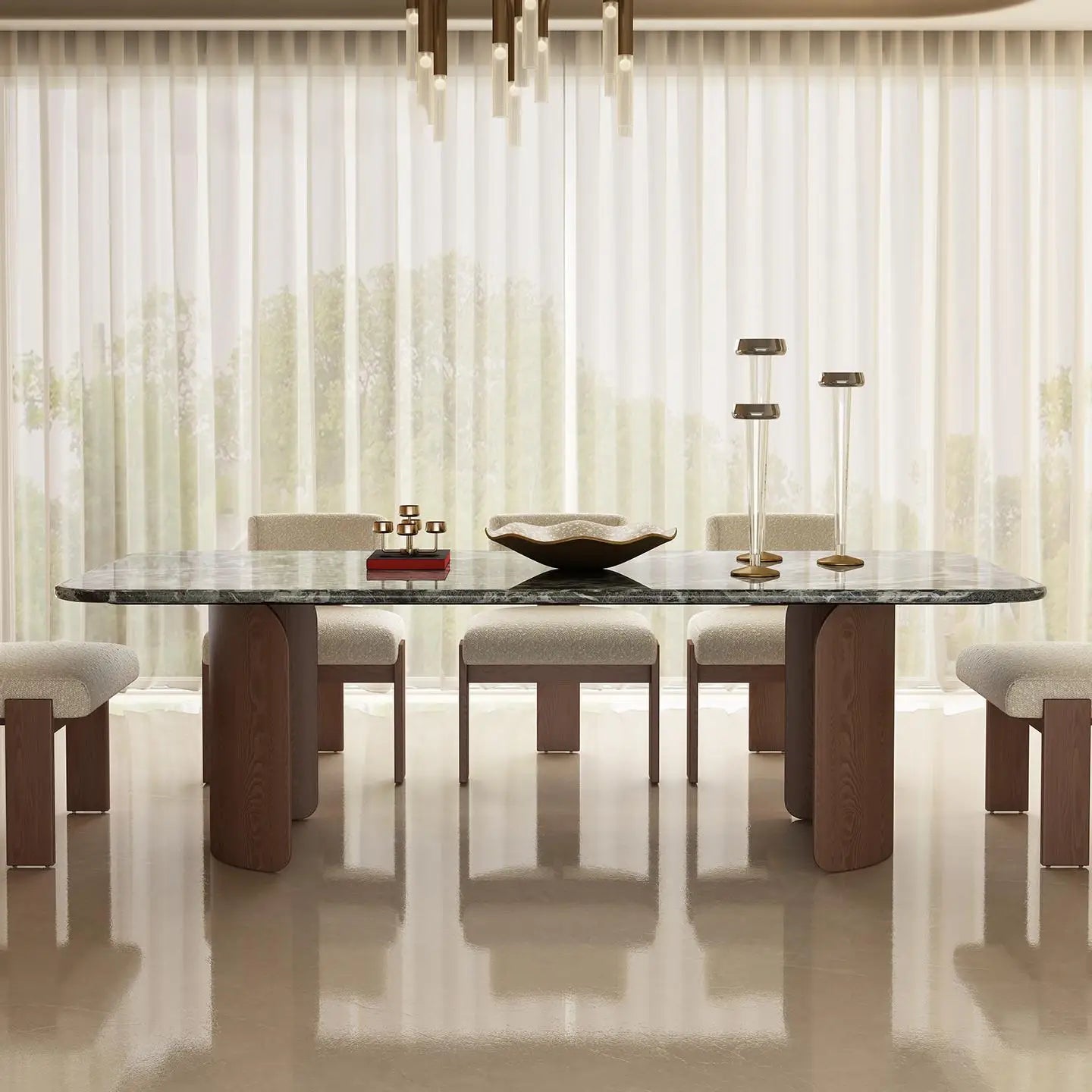 Luxury Marble Dining Set Natural Stone Table & Chairs for Modern Homes & Apartments