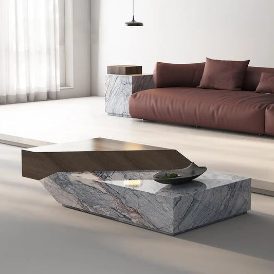 Eco-Friendly Italian Designer Coffee Table – Minimalist Natural Travertine Centerpiece