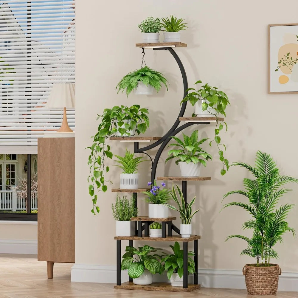 Illuminate & Elevate: 8-Tier Indoor Plant Stand with Grow Lights – 62" Tall Floral Shelf for Lush Indoor Gardens