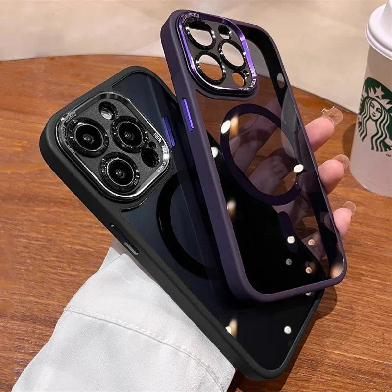 Crystal Clear & Shockproof: Luxury Acrylic Magnetic Case for iPhone 16, 15, 14 Plus & 16 Pro Max