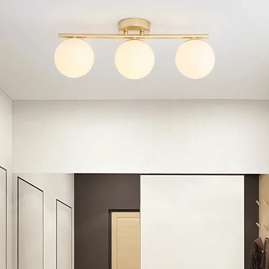 Cream Style Glass Ball Ceiling Light for Living & Corridor Spaces