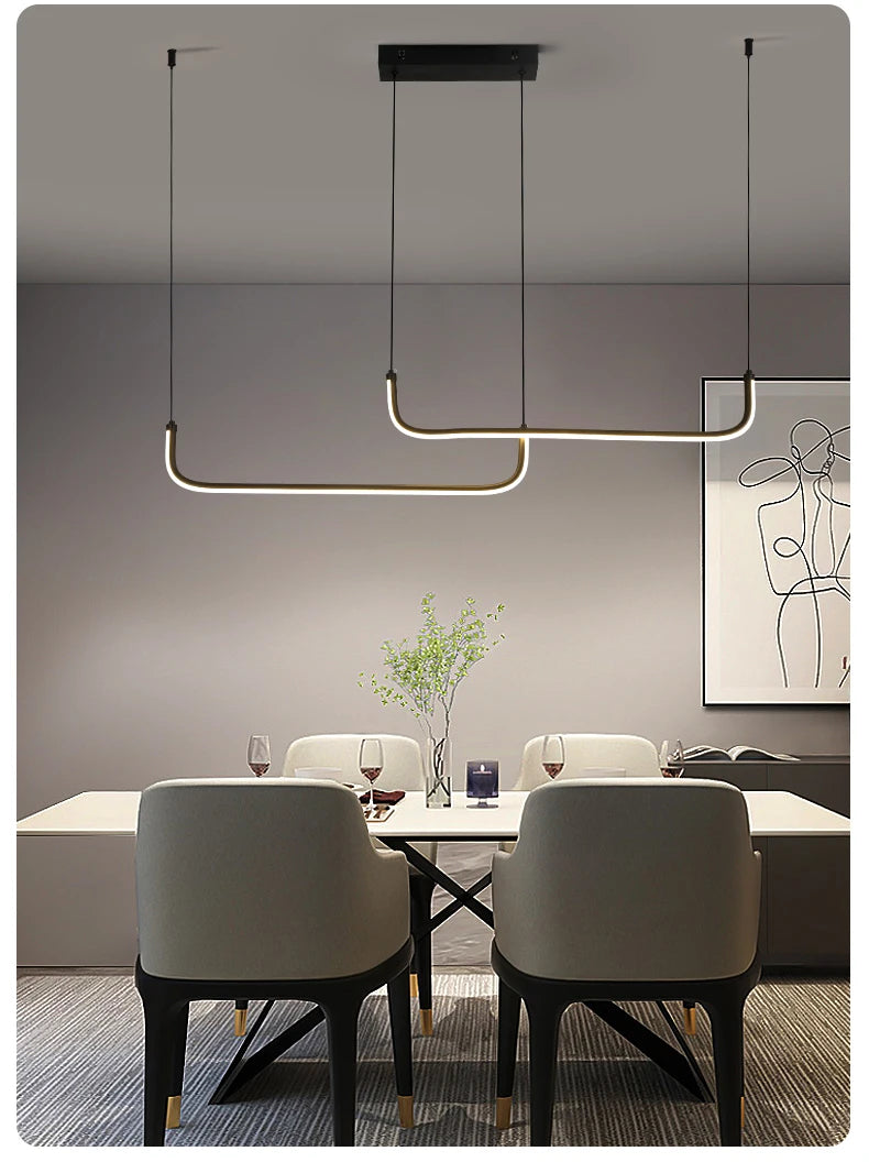 Modern Aluminum LED Chandelier Elegant Pendant Lamp for Dining & Living Rooms