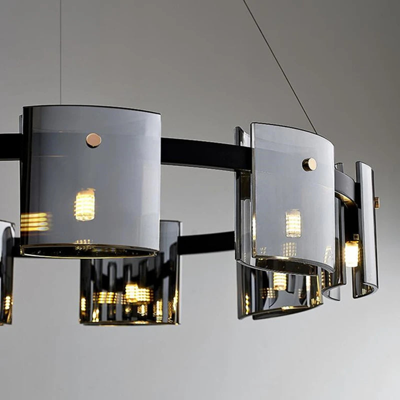 Modern Amber Smoky Glass Chandelier - Luxury Lighting for Dining, Living, and Bedroom Spaces