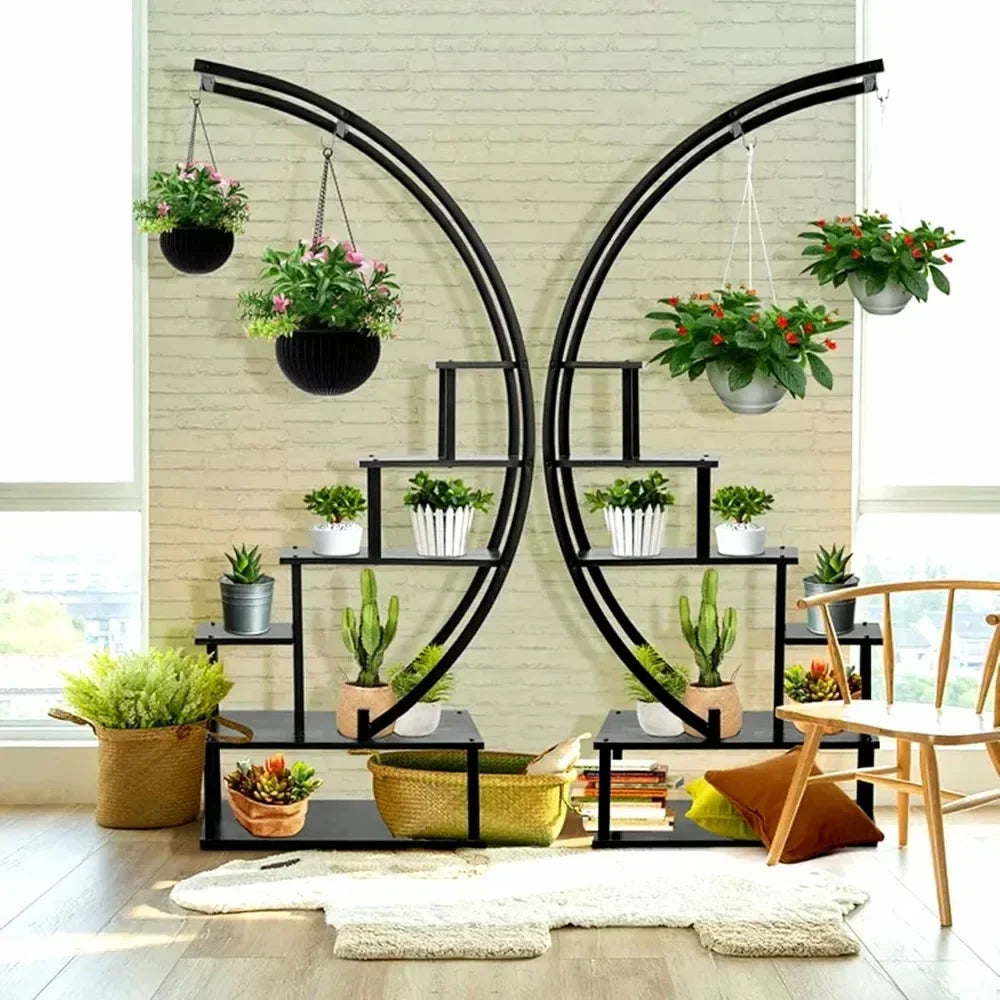 Multi Level Metal Indoor Plants Stand 2 Pcs 6 Tier Tall