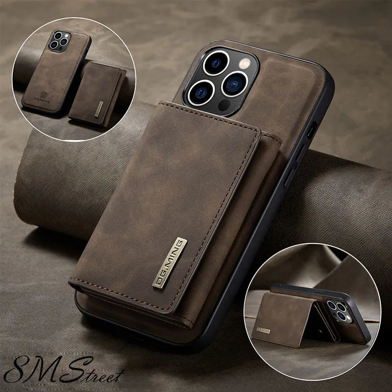Premium Multi Card-Leather Wallet Case For iPhone 15 Pro Max, Plus, Pro & 15 - 12 Series