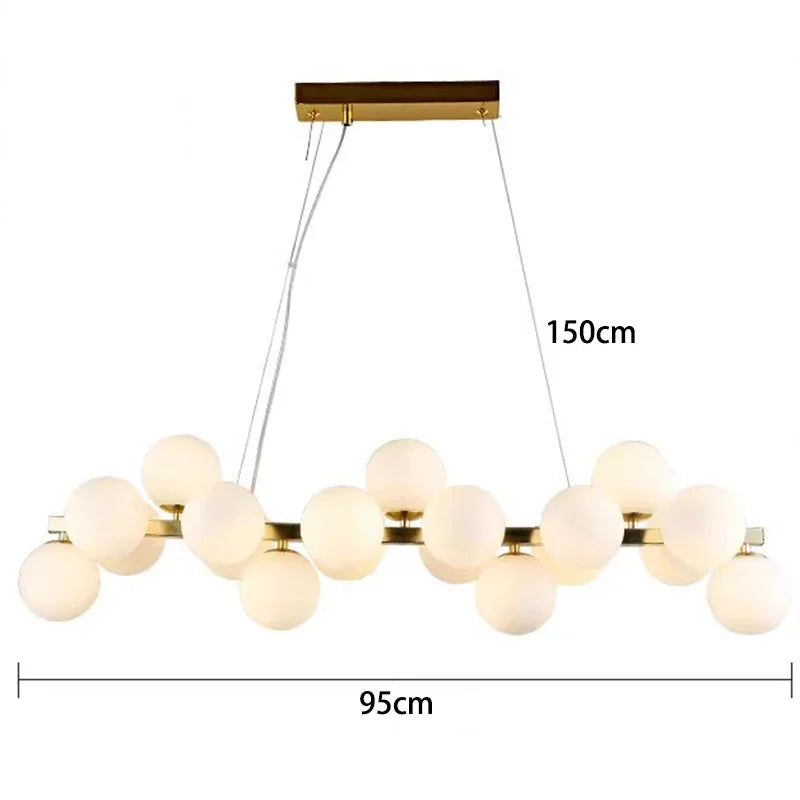 Modern Glass Bubble Chandelier Elegant Round Pendant Light Perfect for Living, Dining & Bedroom Spaces