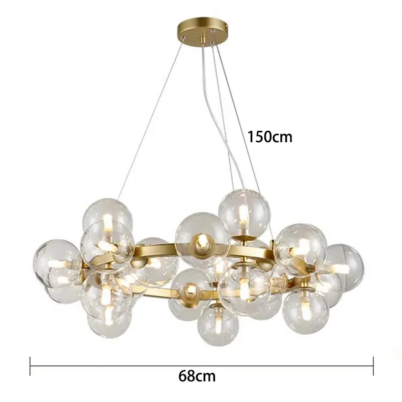Modern Glass Bubble Chandelier Elegant Round Pendant Light Perfect for Living, Dining & Bedroom Spaces