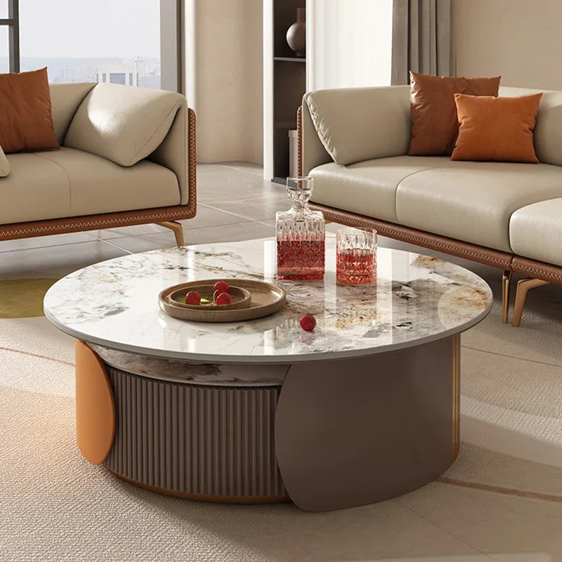 Luxury Marble Coffee Table – Unique Round Nordic Style Mesas for Living Room Décor