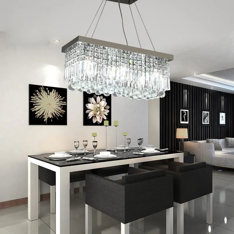 Modern LED Crystal Chandelier Hanging Light for Dining Rooms, Bedrooms & Living Spaces
