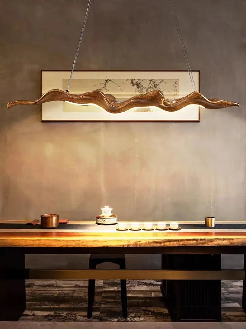 Vintage Resin Leaf Pendant Lights – Elegant LED Chandelier for Tea Houses, Dining Rooms & Bedrooms!