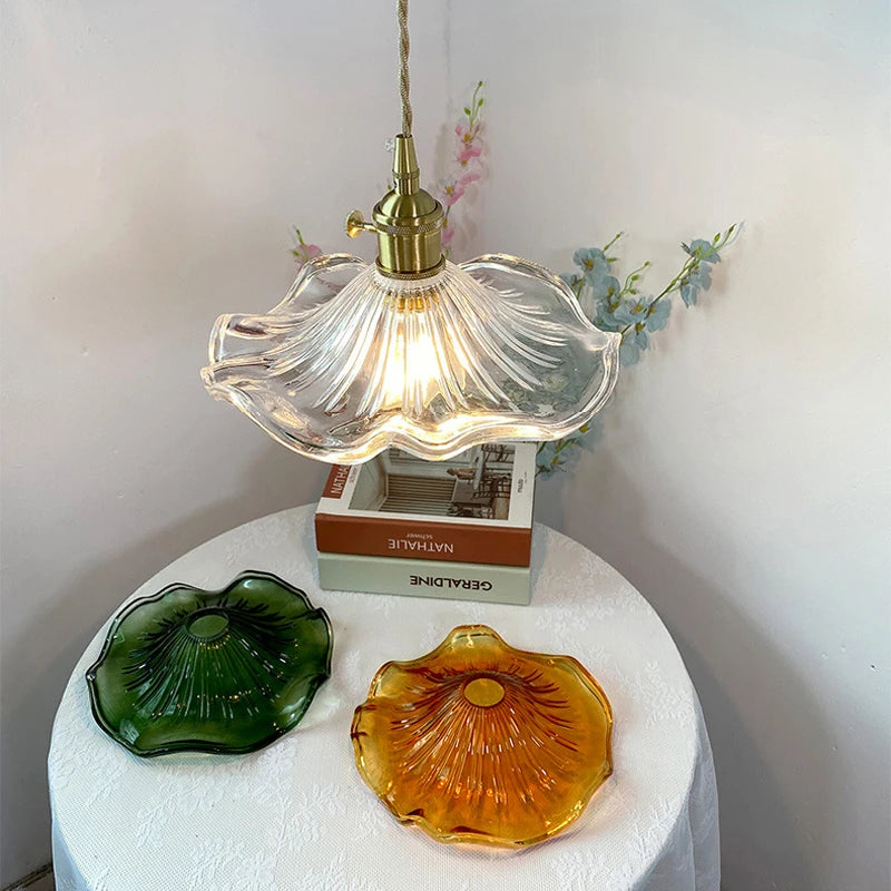 Brighten Up Your Space: Vibrant LED Pendant Light with Colorful Glass & Copper - Perfect for Bedrooms, Living Rooms, and Bars
