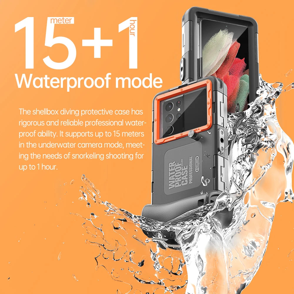 Dive Deep with Confidence: 15M Waterproof Professional Diving Phone Case for iPhone & Samsung S24/S23 Ultra!