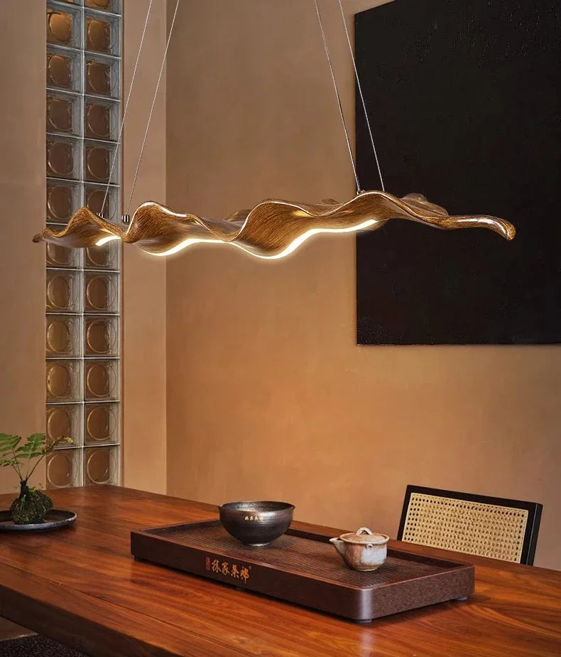 Vintage Resin Leaf Pendant Lights – Elegant LED Chandelier for Tea Houses, Dining Rooms & Bedrooms!