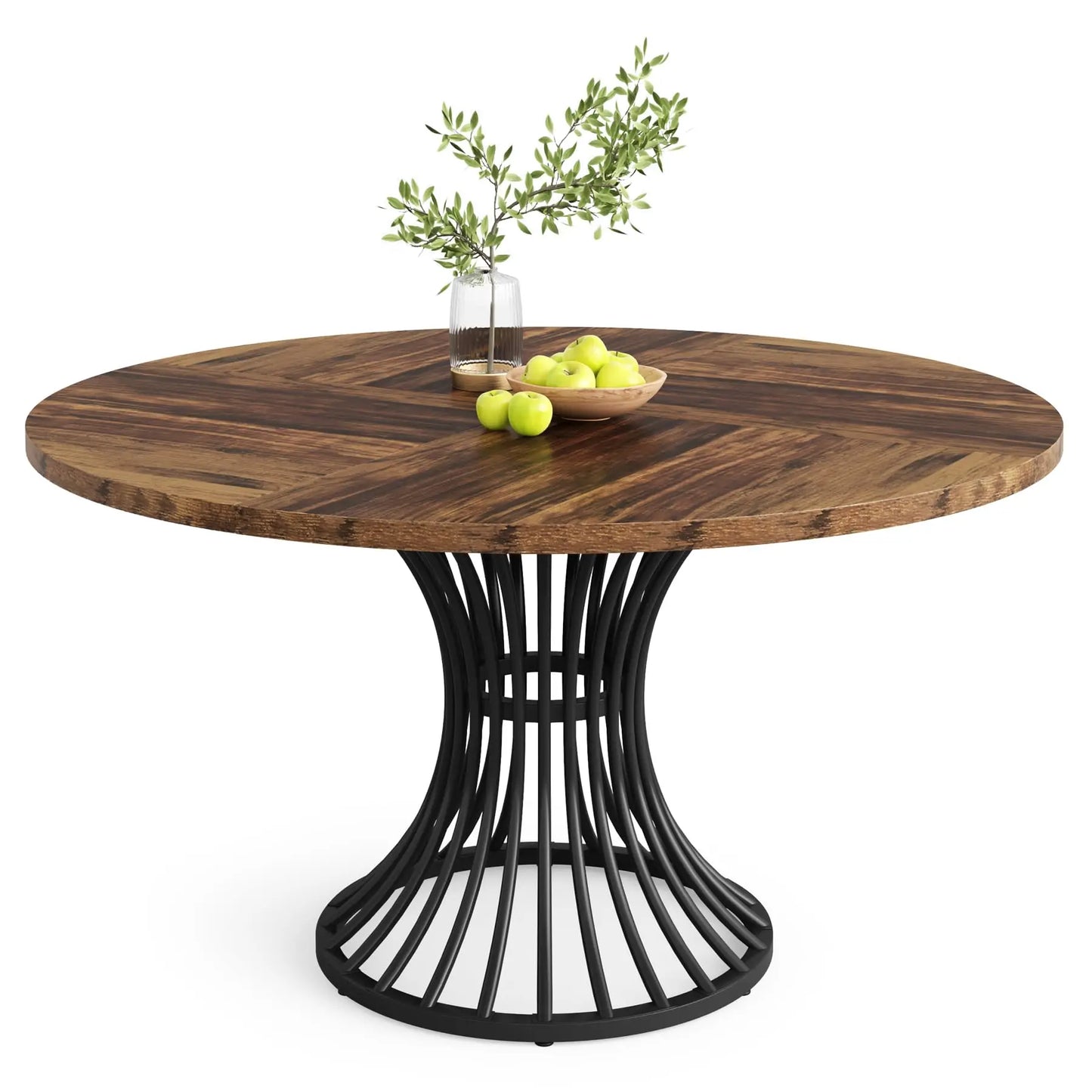 Tribesigns Circle Dining Table – 47-Inch Industrial Farmhouse Table for Kitchen & Dining
