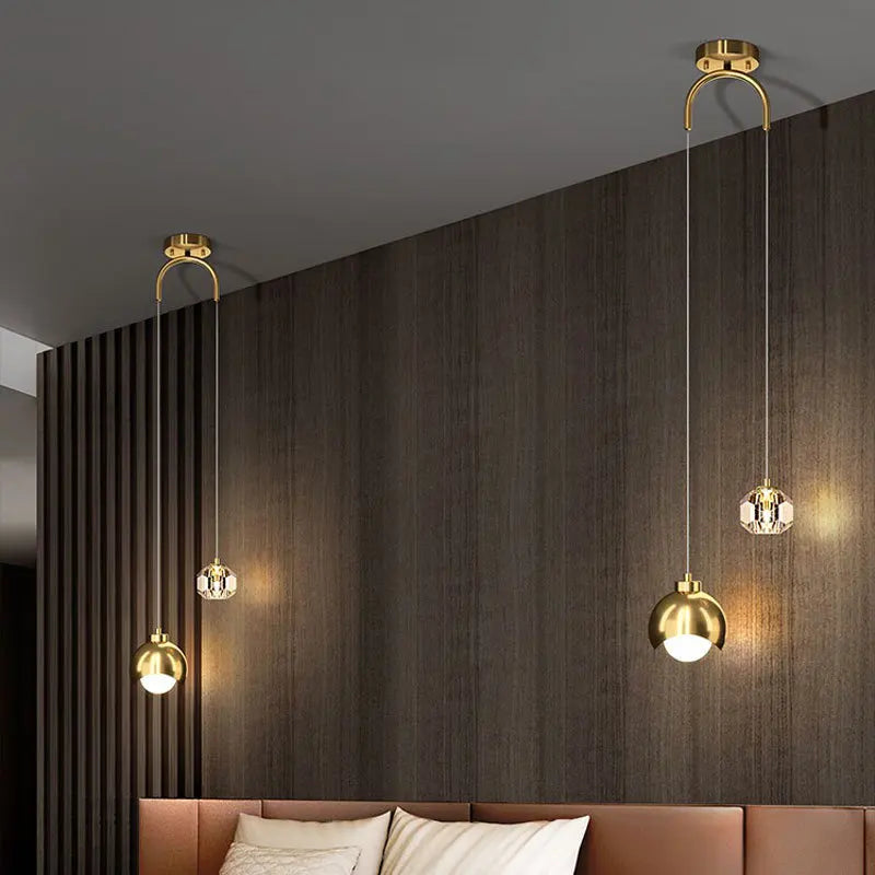 Vintage Indoor Bedside Ceiling Hanging Modern Gold/Black Chandelier Pendant Light