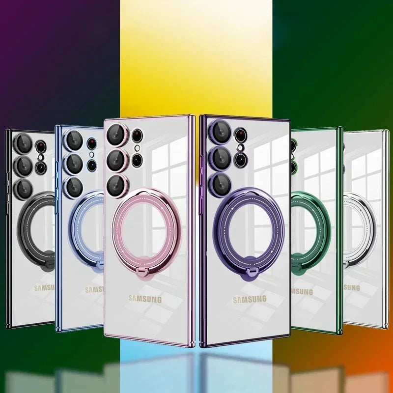 Magnetic Clear Ring Case with MagSafe for Samsung Galaxy S24/S23/S22 Ultra Plus - Ultimate Protection with Lens Covers!