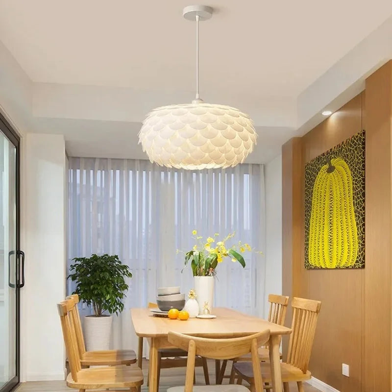 Sleek Nordic Cream Chandelier Ideal Lighting for Living & Dining Rooms