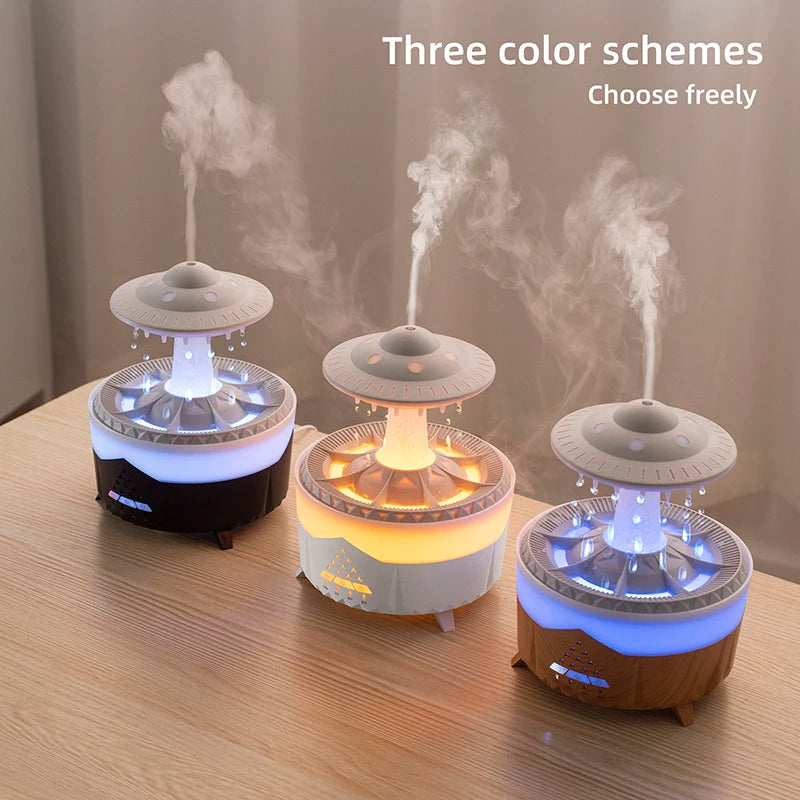 Enchanting Rain Cloud Humidifier & Essential Oil Diffuser: 350ml with 7-Color Night Lights & Remote Control!