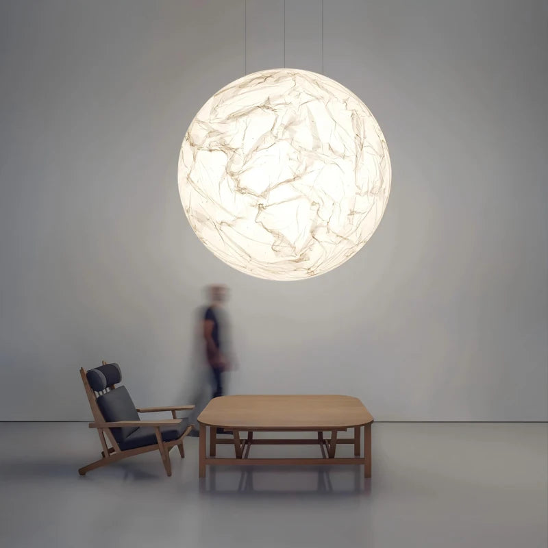 Nordic Moon Chandelier LED Paper Ball Pendant Lamp for Living Room, Bedroom & Kids’ Space Decor