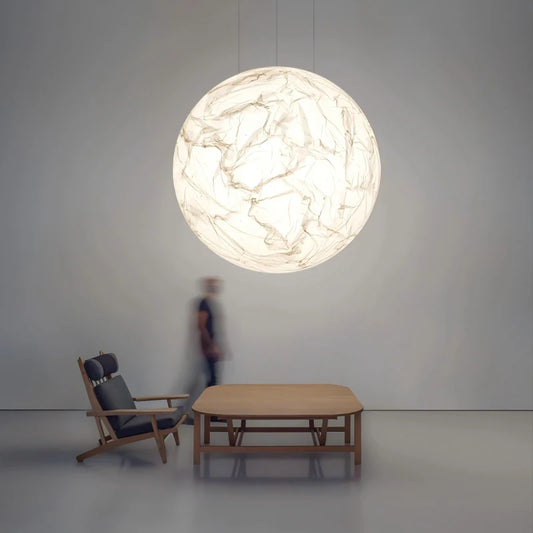 Nordic Moon Chandelier LED Paper Ball Pendant Lamp for Living Room, Bedroom & Kids’ Space Decor