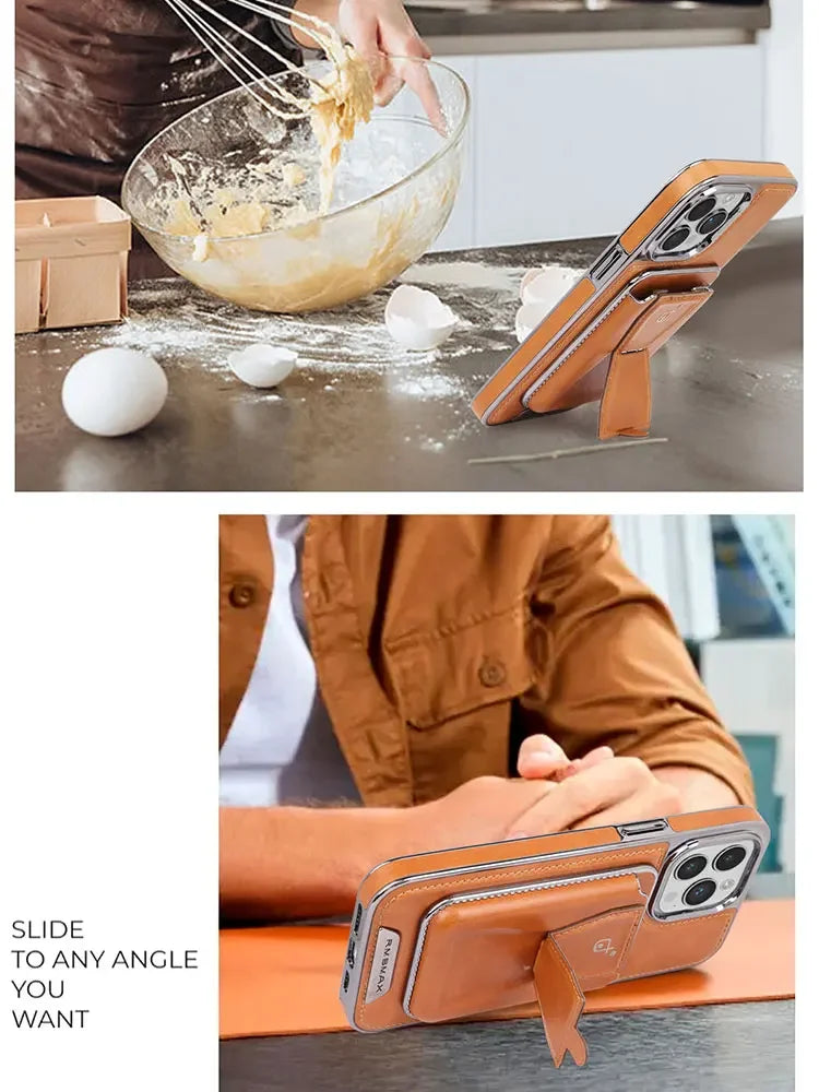 Sleek & Stylish: Leather Wallet Stand Phone Case with Card Holder for iPhone 13, 12, 14, 15 Pro Max & 15 Plus!