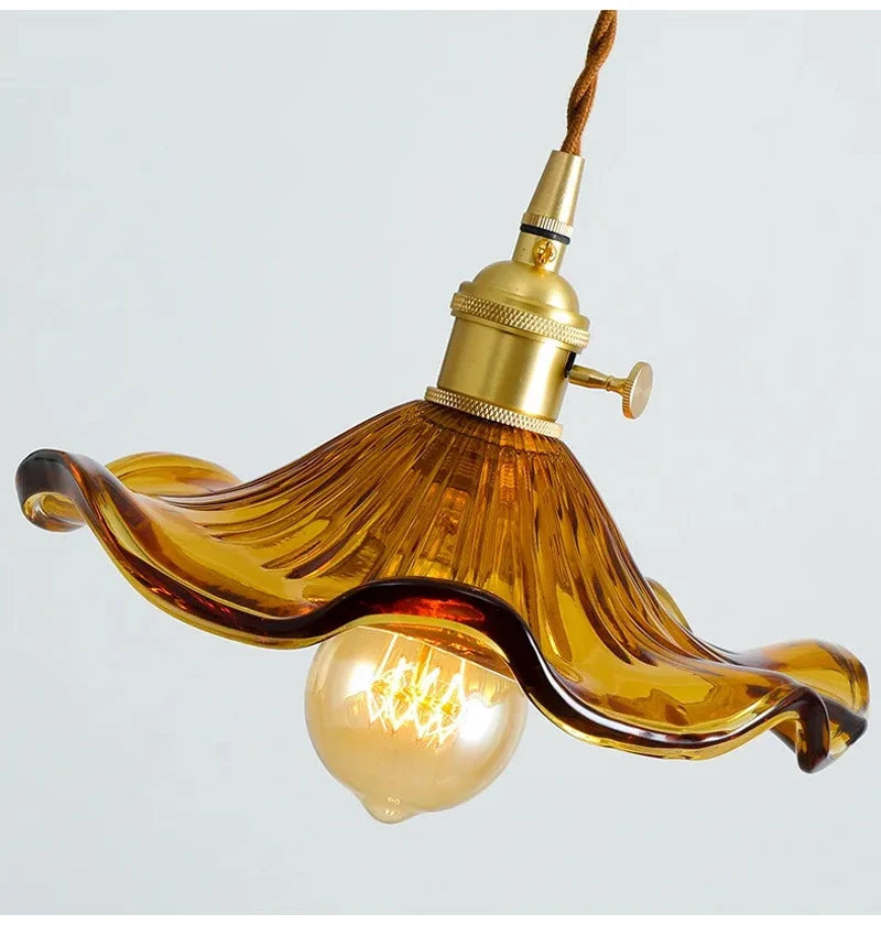 Brighten Up Your Space: Vibrant LED Pendant Light with Colorful Glass & Copper - Perfect for Bedrooms, Living Rooms, and Bars