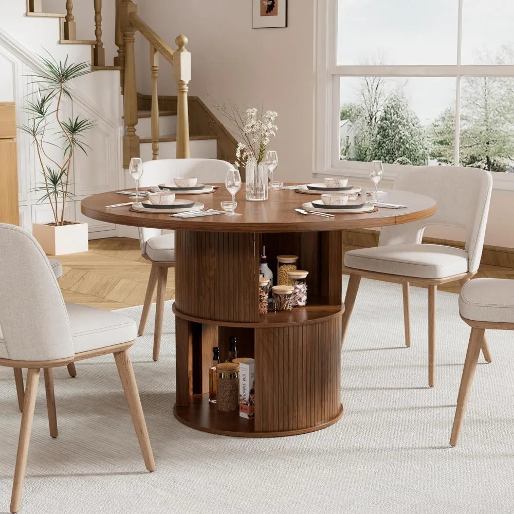 Wooden Dining Table with 2 Shelves Perfect for Kitchen or Dining Room