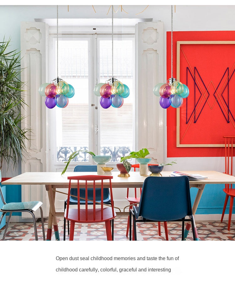 Post-Modern Colorful Glass Ball Chandeliers by SANDYHA – Chic Pendant Lamps for Living Rooms & Bedrooms!