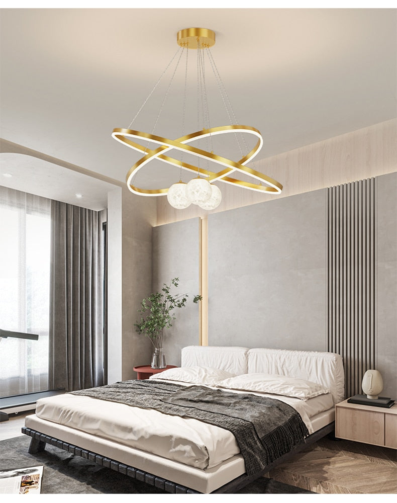Modern Minimalist LED Ceiling Chandelier for Living Room, Bedroom, or Dining Room