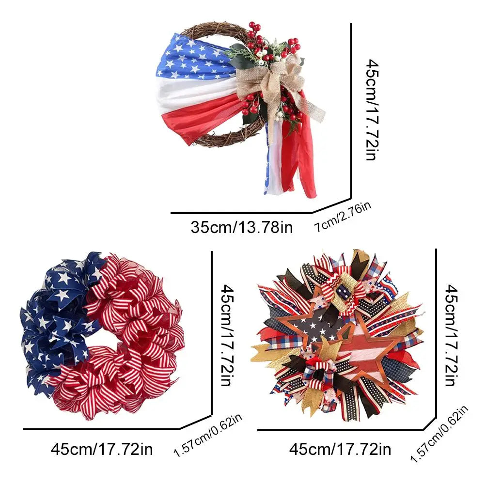 NEW 4th Of July Handmade Garland Wall Door Hanging (Wreath)